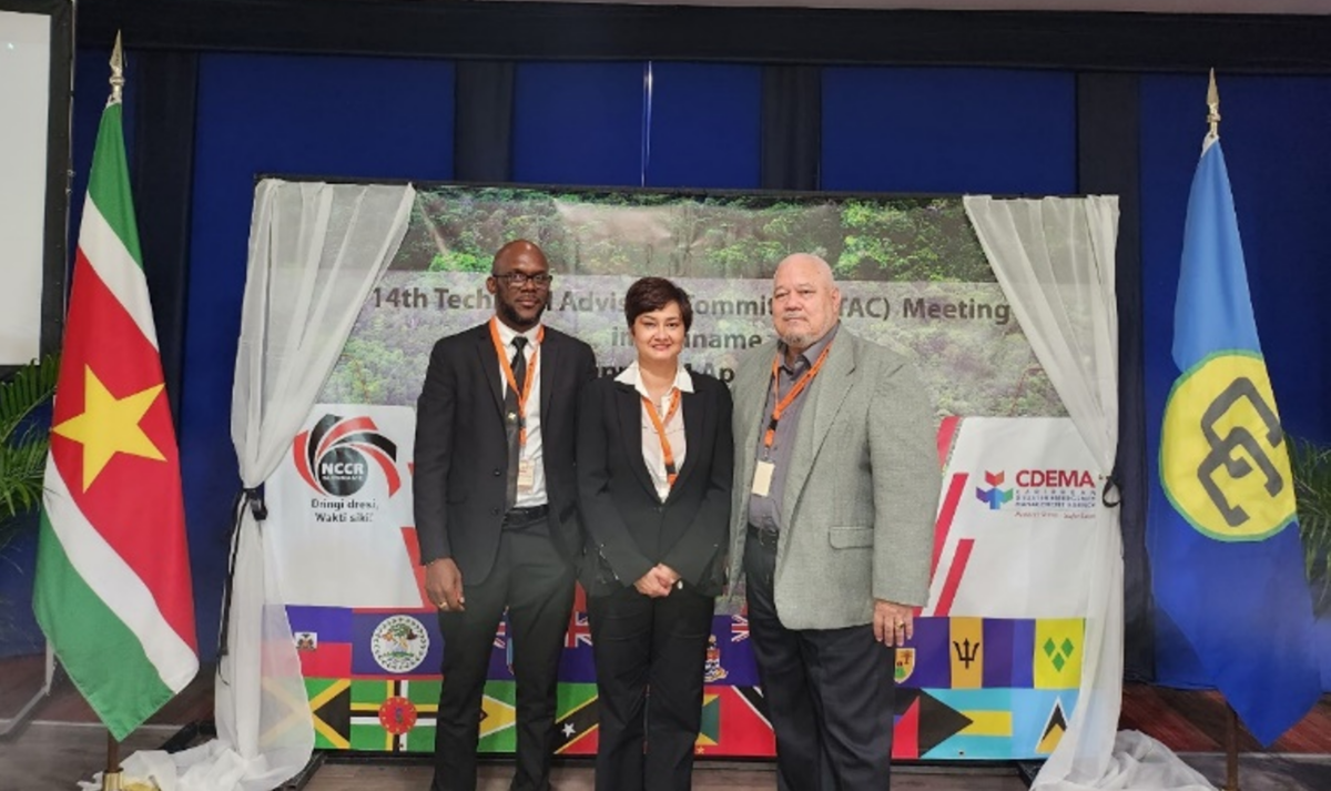 From left: Lt Col. Kester Craig - Deputy Executive Director CDEMA, Marianela Guzman - PROSE Project Chief of Party and Col. Jerry Slijngard - Chairman of the CDEMA TAC